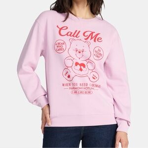 Cute Pink Care Bears Graphic Crewneck Sweatshirt XXS Retro Cartoon Cozy